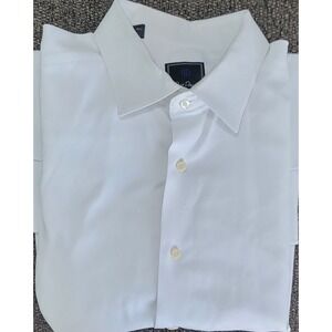 David Donahue Men's White Spread Collar Cotton Dress Shirt Size 18 X 34/35